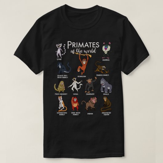 Viele Affenarten - Primate T-Shirt (Design vorne)