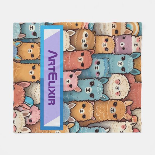 Viele Alpaca Llama Fleecedecke (Vorderseite (Horizontal))