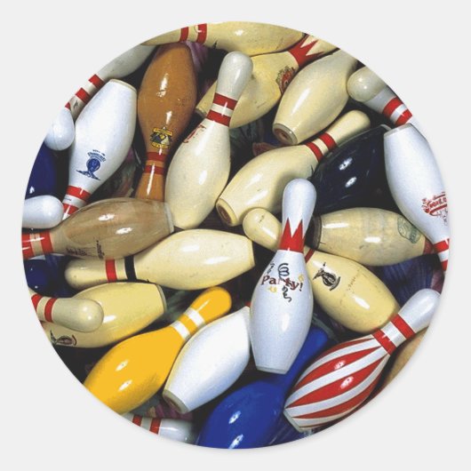 Viele alte Bowling-Buttone Runder Aufkleber (Vorderseite)