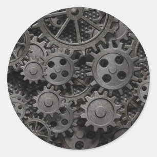 Viele alten rostigen Metallgänge oder Runder Aufkleber