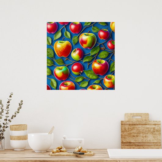 viele Apfelfruchtmalereien, in der Mitte Poster (Küche)
