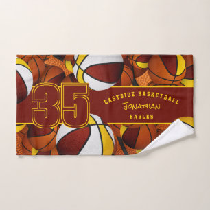 Viele Basketball-Athleten Name Maroon Gold Handtuch