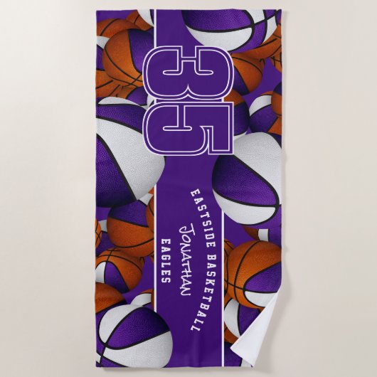 Viele Basketball-Basketball-Basketball-Teamnamen l Strandtuch (Vorderseite)