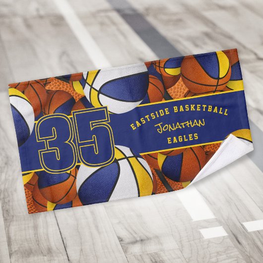 Viele Basketball-Basketball-Sittenname Blauer Gold Handtuch