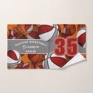 Viele Basketball-Basketball-Sittenname Rot grau Handtuch
