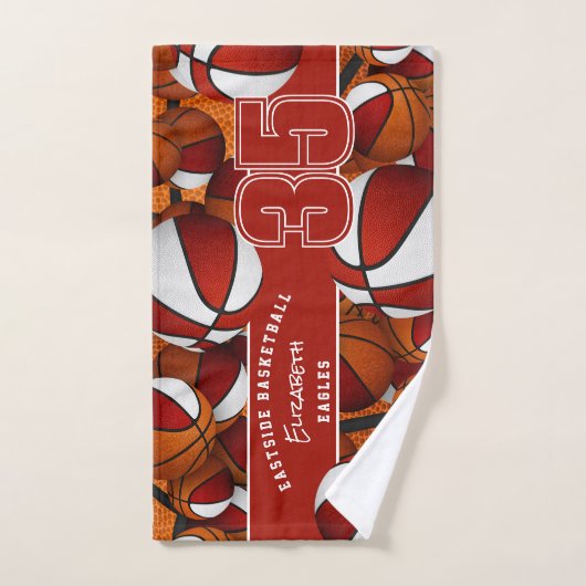 Viele Basketball-Basketball-Sittenname Rot Weiß Handtuch (Handtuch)