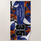 Viele Basketball blaue schwarze Teamfarben Strandtuch (Vorderseite)