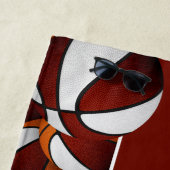 Viele Basketballbälle Maroon weiße Mannschaftsfarb Strandtuch (Beispiel)