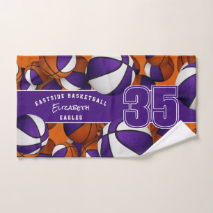 Viele Basketballbälle sportlich lila Teamfarben Handtuch