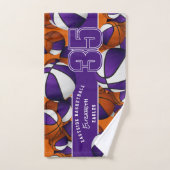 Viele Basketballbälle sportlich lila Teamfarben Handtuch (Handtuch)