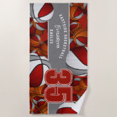 Viele Basketbälle, graue Kinder Teamgeist Strandtuch (Vorderseite)