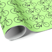 Viele Black Bicycle Icons auf einem grünen Hinterg Geschenkpapier (Rolleneckpunkt)