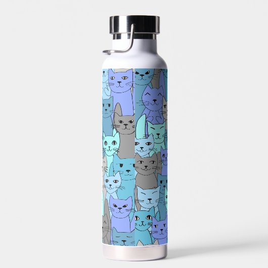 Viele blaue Katzen Thoppervakuum isoliert Trinkflasche (Rechts)