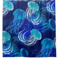 Viele blaue Quallen schwimmen unter Wasser. Seamle