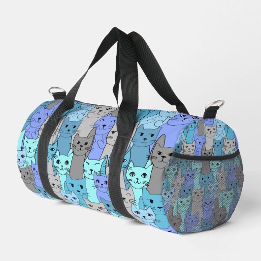 Viele Blue Cats Design Duffle Tasche (Rechte Ecke)