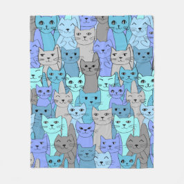 Viele Blue Cats Design Fleecedecke