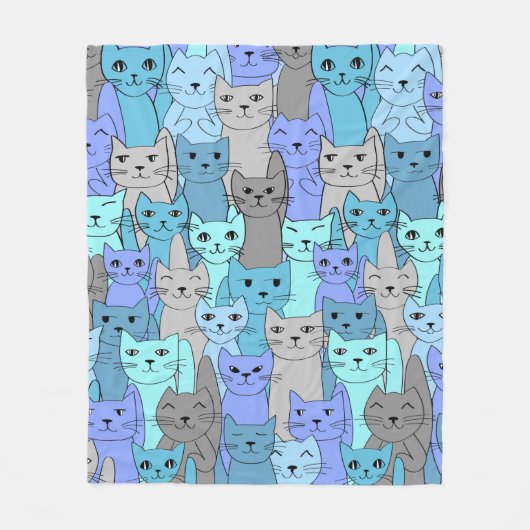 Viele Blue Cats Design Fleecedecke (Vorderseite)