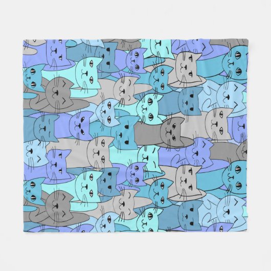 Viele Blue Cats Design Fleecedecke (Vorderseite (Horizontal))