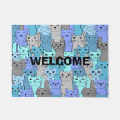 Viele Blue Cats Design Fußmatte (Vorderseite)