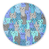 Viele Blue Cats Design Keramik Knoblauch oder Pull Keramikknauf (Vorderseite)