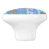 Viele Blue Cats Design Keramik Knoblauch oder Pull Keramikknauf (Seitenansicht)