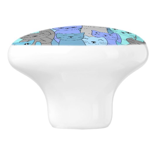 Viele Blue Cats Design Keramik Knoblauch oder Pull Keramikknauf (Seitenansicht)