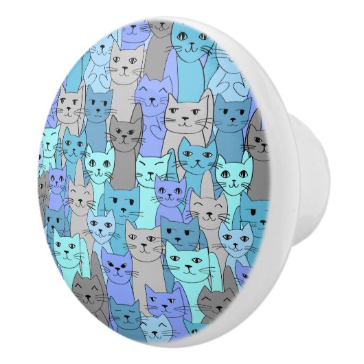 Viele Blue Cats Design Keramik Knoblauch oder Pull Keramikknauf (Rechts)
