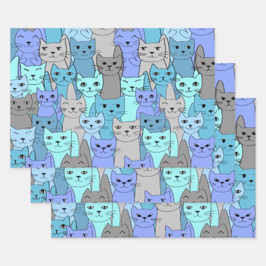 Viele Blue Cats Design Wrapping Paper Set Geschenkpapier Set (Set)