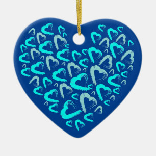 Viele Bluherz Keramik Ornament