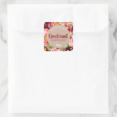 Viele Blume farbenfrohe, von Peony Deodorant geprä Quadratischer Aufkleber (Tasche)