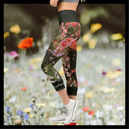 Viele Blume Rosa Grün Blumenbezeichnungen Personal Capri Leggings