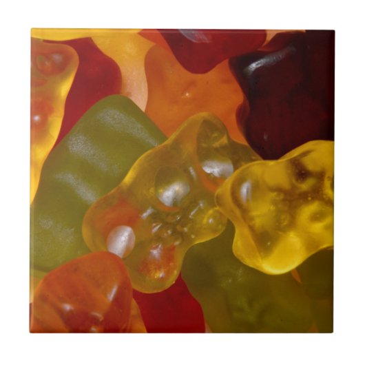 Viele bunte Gummibärchen Fliese (Vorderseite)