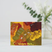 Viele bunte Gummibärchen Postkarte (Stehend Vorderseite)