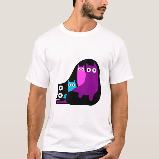 Viele bunte Katzen T-Shirt (Vorderseite)