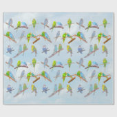 Viele bunte Parakets - niedliche kleine Vögel Geschenkpapier (Flach)