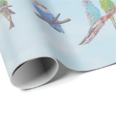 Viele bunte Parakets - niedliche kleine Vögel Geschenkpapier (Rolleneckpunkt)
