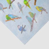 Viele bunte Parakets - niedliche kleine Vögel Seidenpapier (Detail)