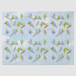 Viele bunte Parakets - niedliche kleine Vögel Seidenpapier