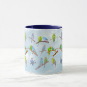 Viele bunte Parakets - niedliche kleine Vögel Tasse (Zentrum)