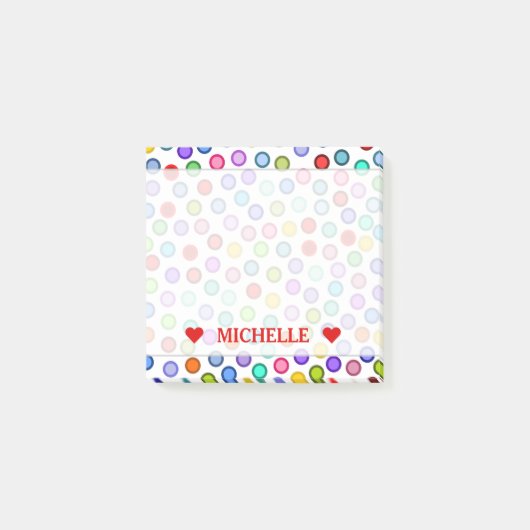 Viele bunten Kreise u. Name-Anmerkung Post-it Klebezettel (Vorderseite)