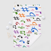 Viele bunten musikalischen Anmerkungen und Symbole Golfhandtuch (Insitu)