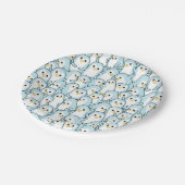 Viele Cartoon Pinguine Pappteller (Schrägansicht)