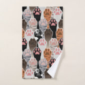 Viele Cat Paws Muster Badhandtuch Set (Handtuch)