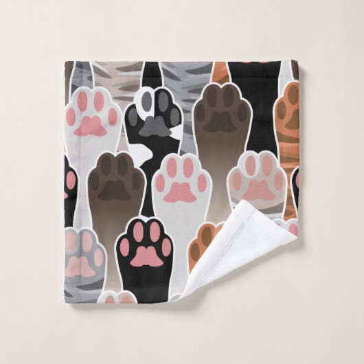 Viele Cat Paws Muster Badhandtuch Set (Waschlappen)