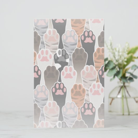 Viele Cat Paws Muster Briefpapier (Stehend Vorderseite)