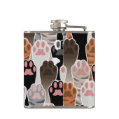 Viele Cat Paws Muster Flachmann (Rückseite)