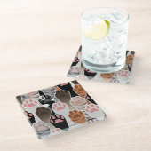 Viele Cat Paws Muster Glasuntersetzer (Schrägansicht)