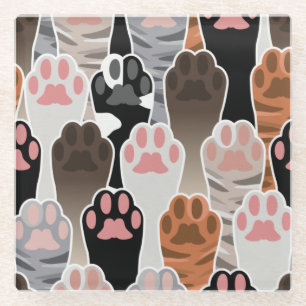 Viele Cat Paws Muster Glasuntersetzer