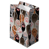 Viele Cat Paws Muster Mittlere Geschenktüte (Rückseite Schrägansicht)