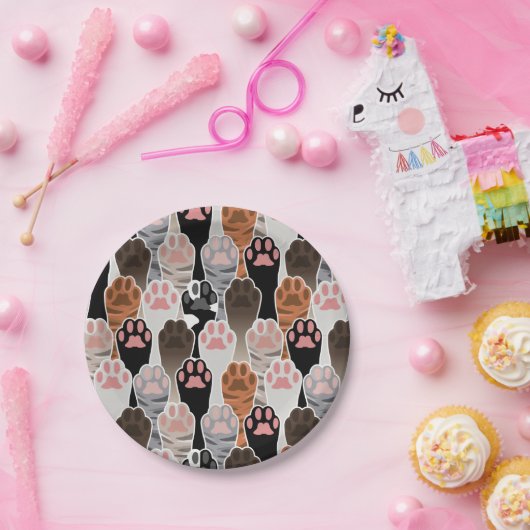 Viele Cat Paws Muster Pappteller (Party)